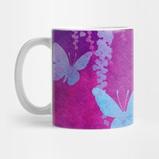 Wisteria and Butterflies Negative Painting Neon Mug